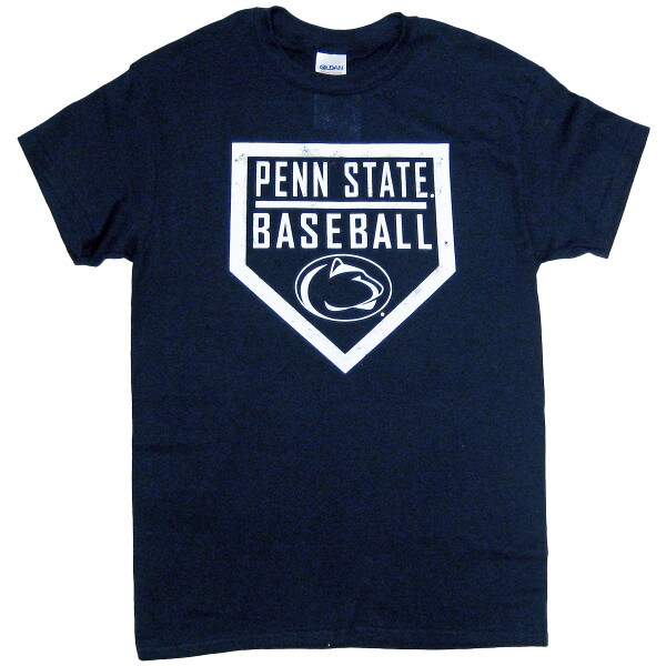 navy short sleeve t-shirt with Penn State Baseball and Athletic Logo inside home plate shape